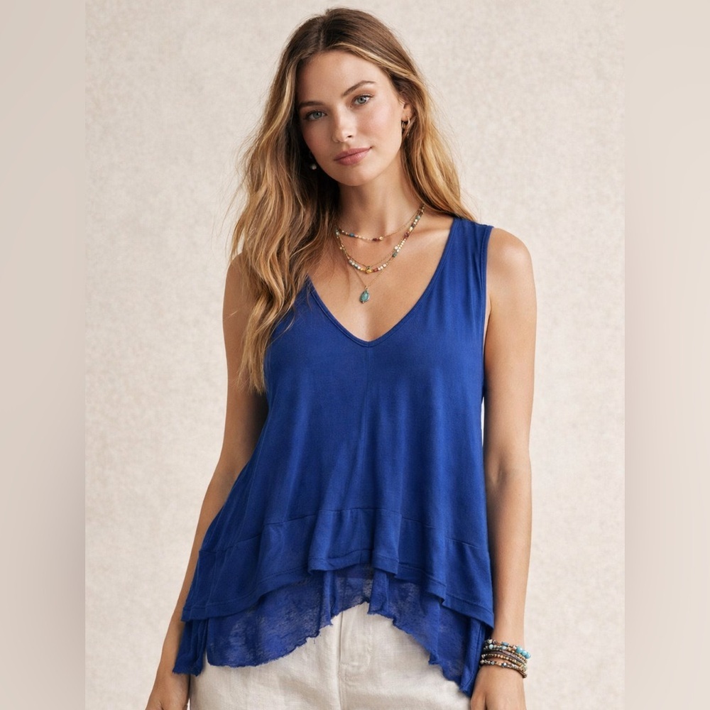 Women’s Layered V-Neck Tank Top - Royal Blue